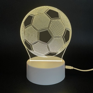 3D-fodboldlampe med varmt hvidt lys